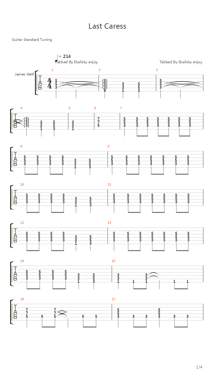 Last Caress吉他谱
