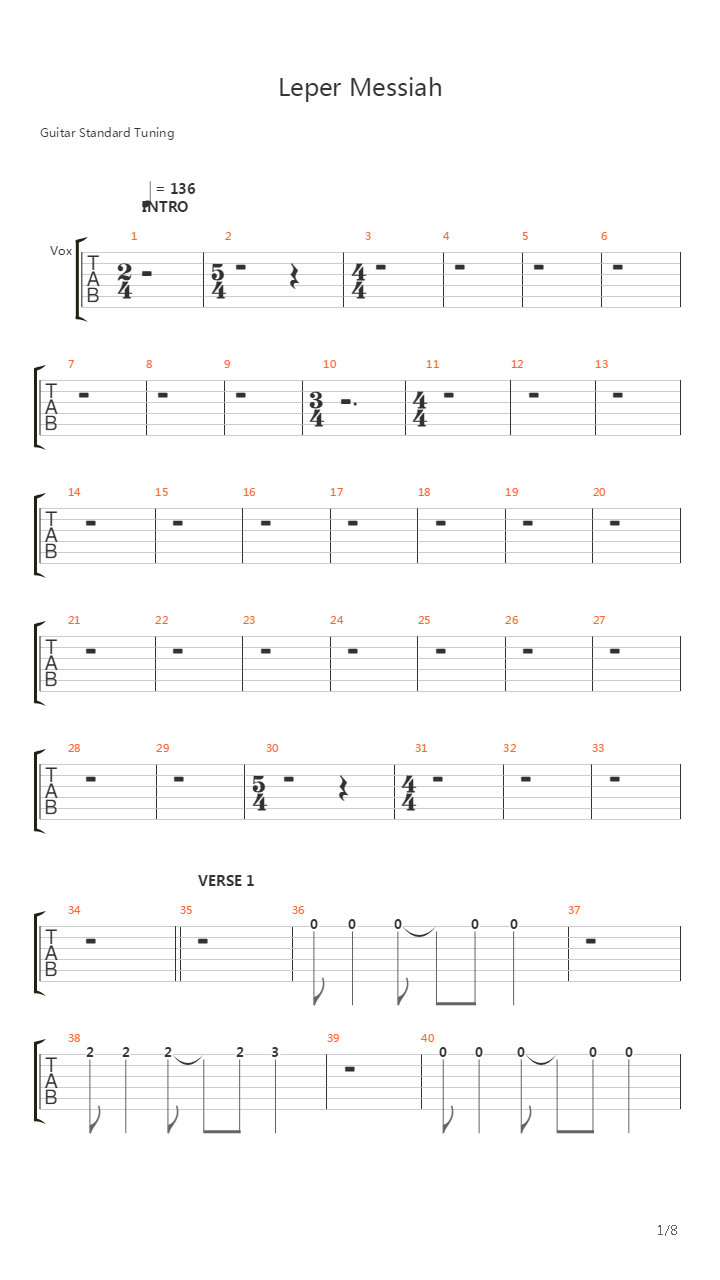 Leper Messiah吉他谱