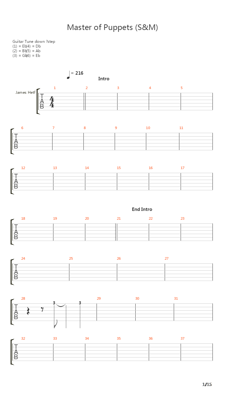 Master Of Puppets (S&amp;M)吉他谱