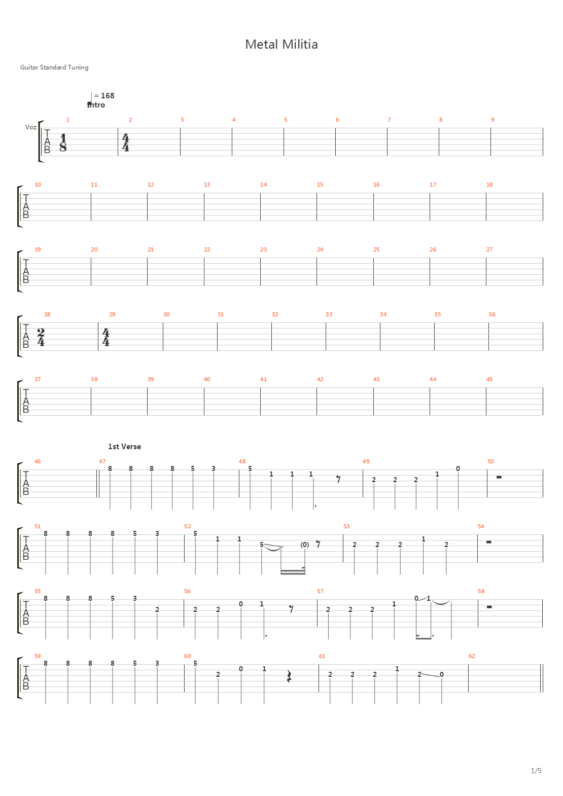 Metal Militia吉他谱