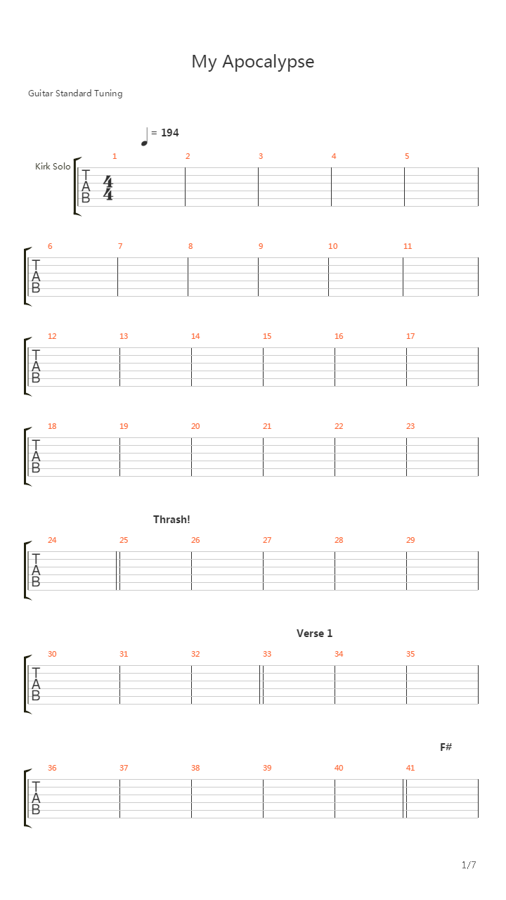My Apocalypse吉他谱