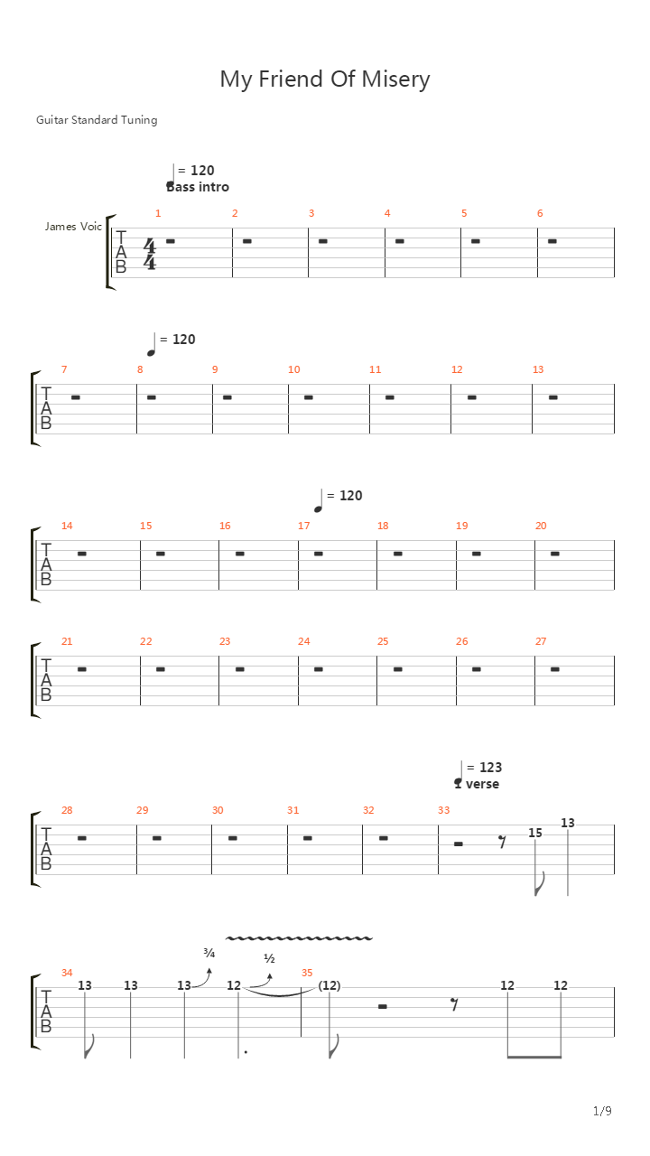My Friend Of Misery吉他谱