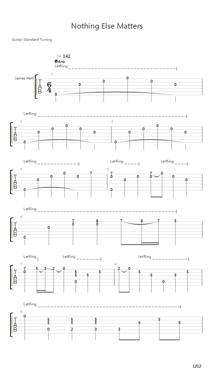 Nothing Else Matters吉他谱