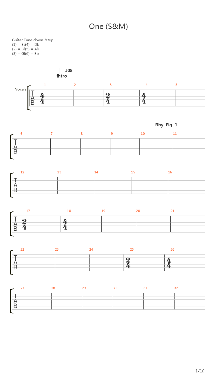 One (S&amp;M)吉他谱