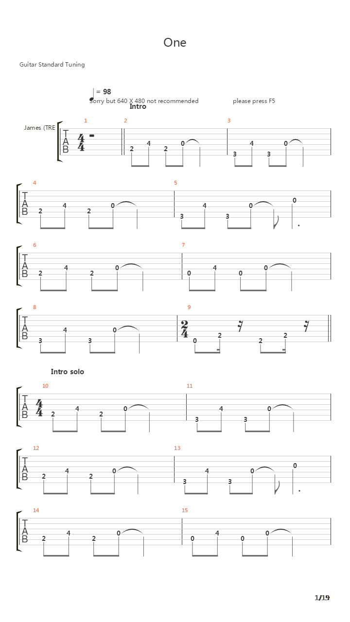 One吉他谱