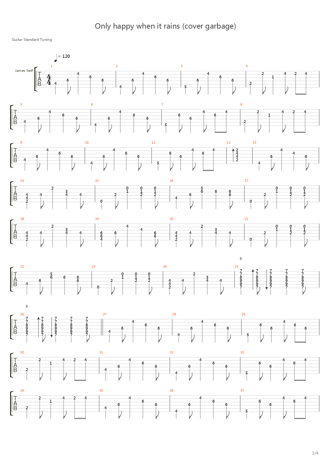 Only Happy When It Rains吉他谱