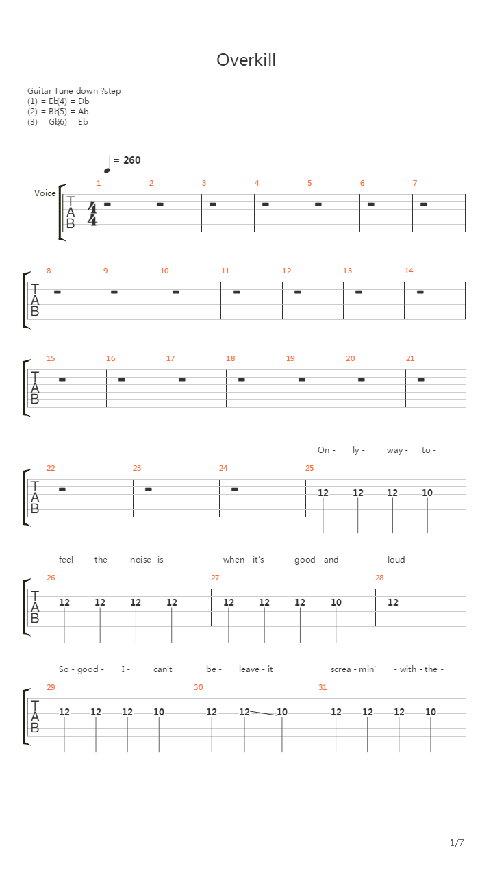 Overkill吉他谱