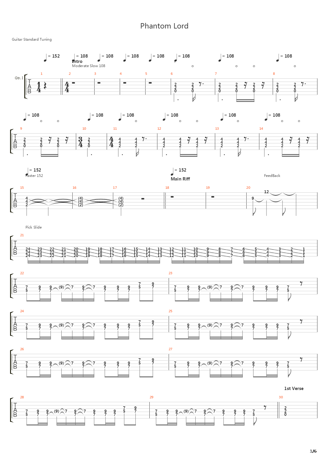 Phantom Lord吉他谱