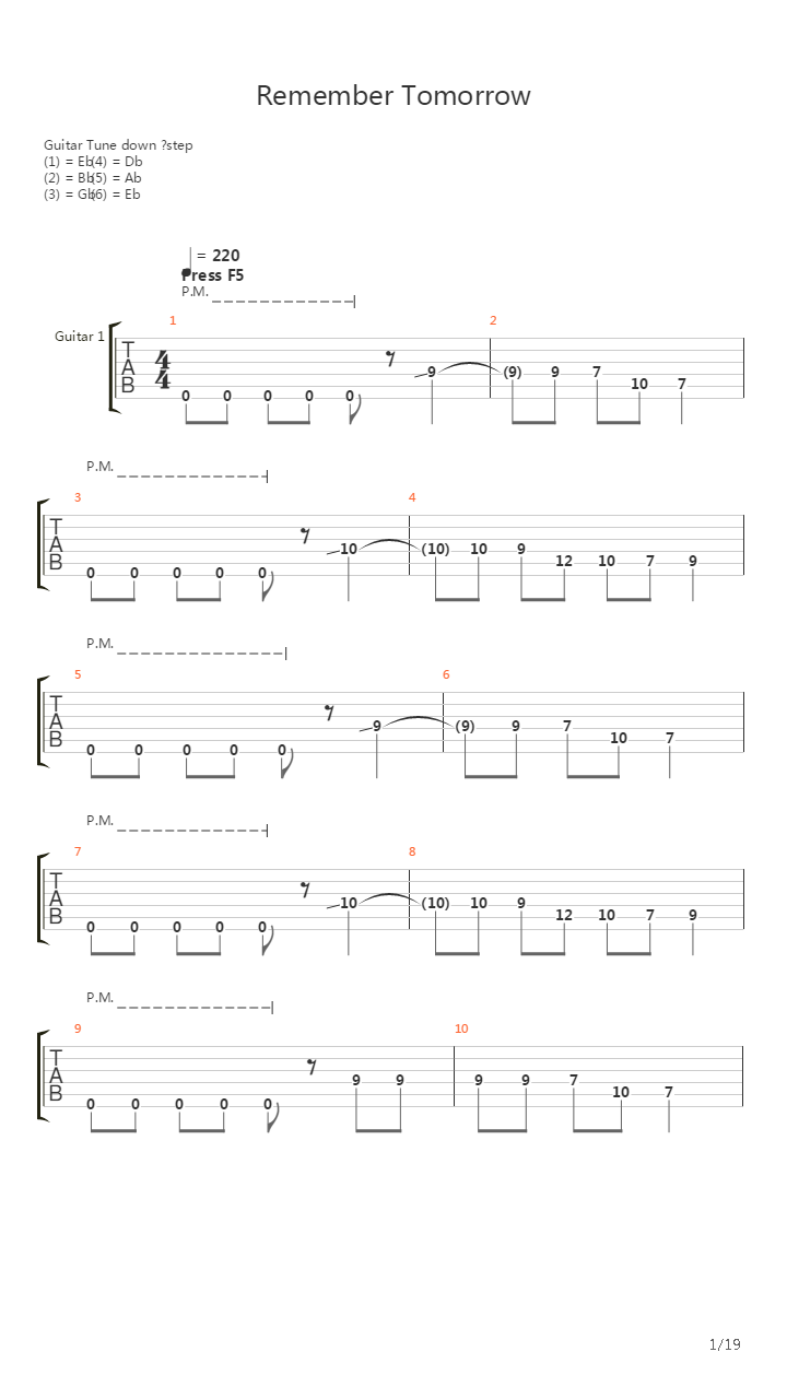 Remember Tomorrow吉他谱