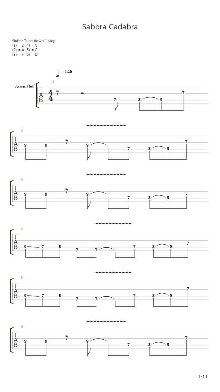 Sabbra Cadabra吉他谱