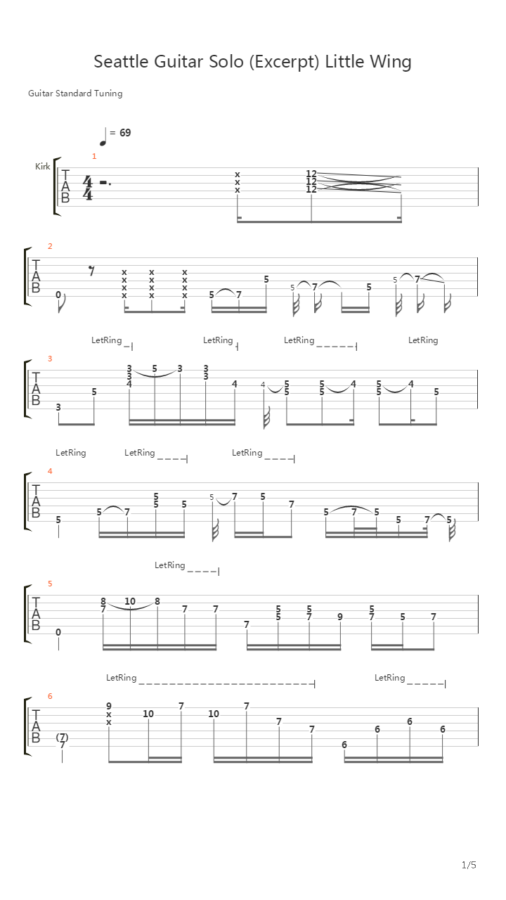 Seattle Guitarexcerpt Little Wing吉他谱