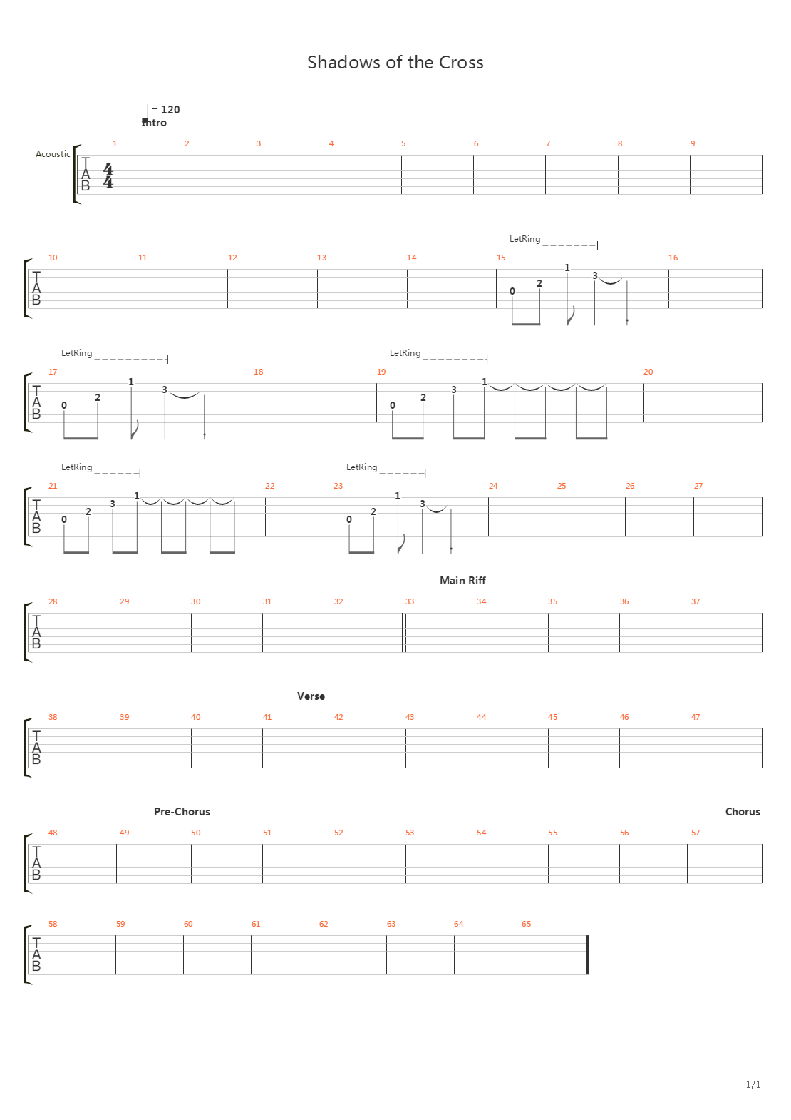 Shadows Of The Cross吉他谱