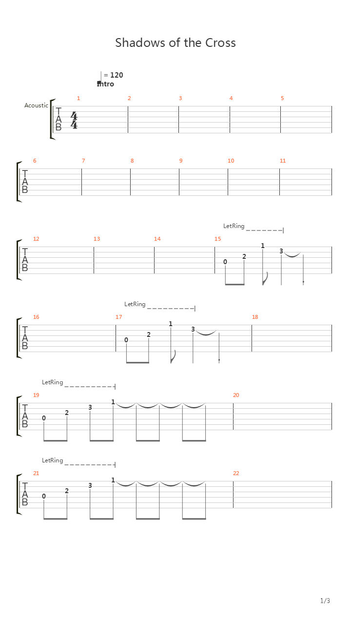 Shadows Of The Cross吉他谱