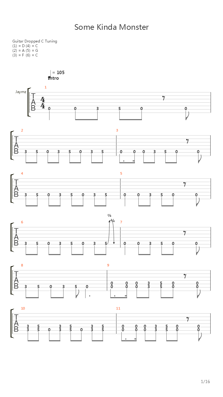 Some Kind of Monster吉他谱