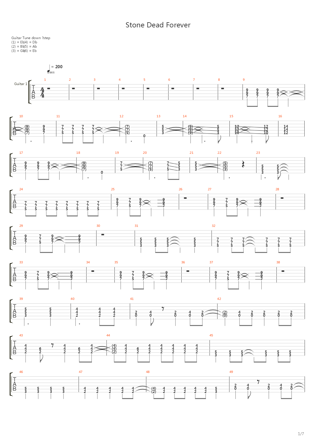 Stone Dead Forever吉他谱