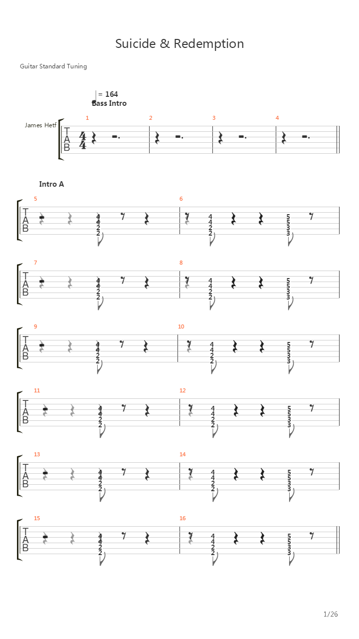 Suicide &amp; Redemption吉他谱