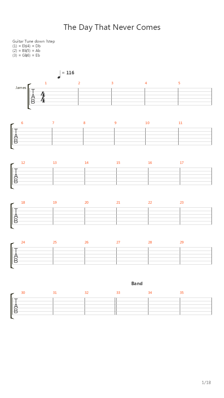The Day That Never Comes吉他谱