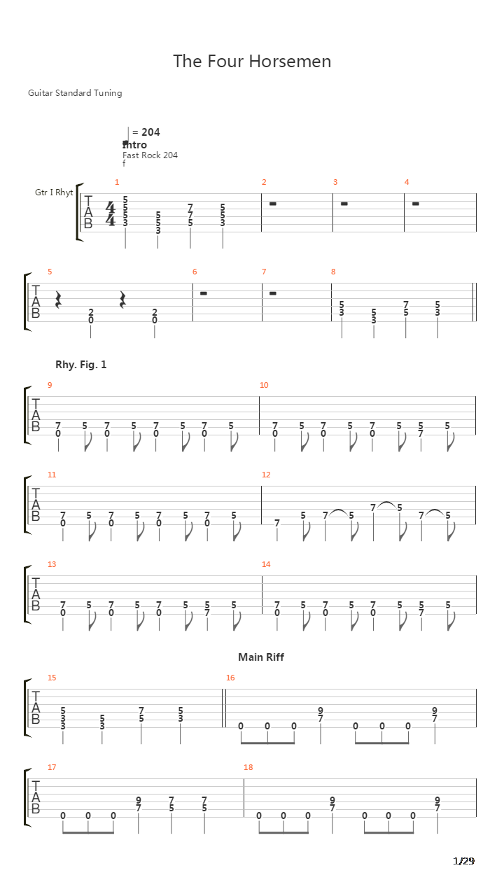 The Four Horsemen吉他谱