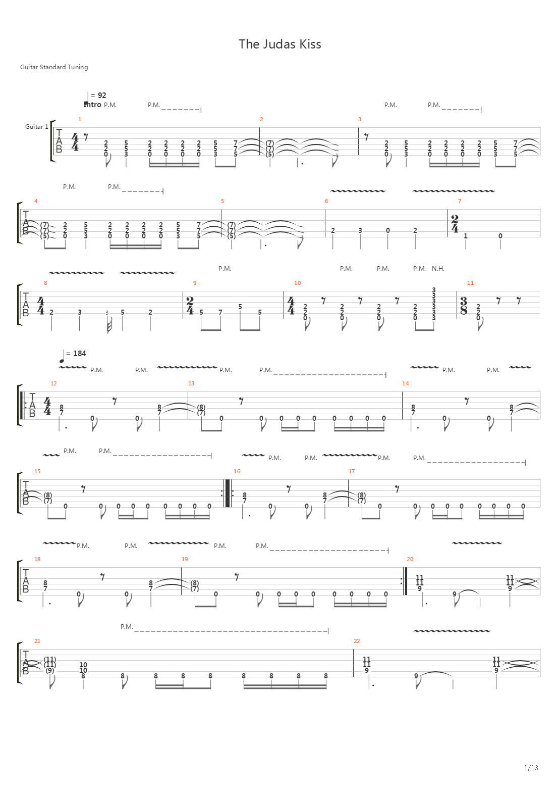 The Judas Kiss吉他谱