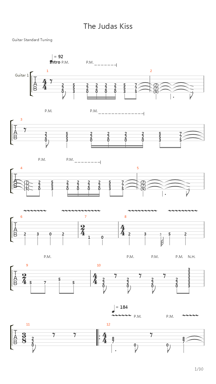 The Judas Kiss吉他谱