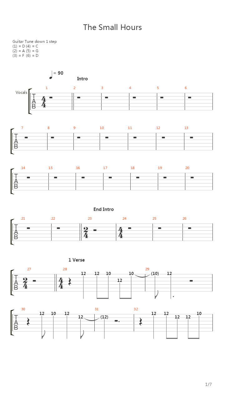 The Small Hours吉他谱