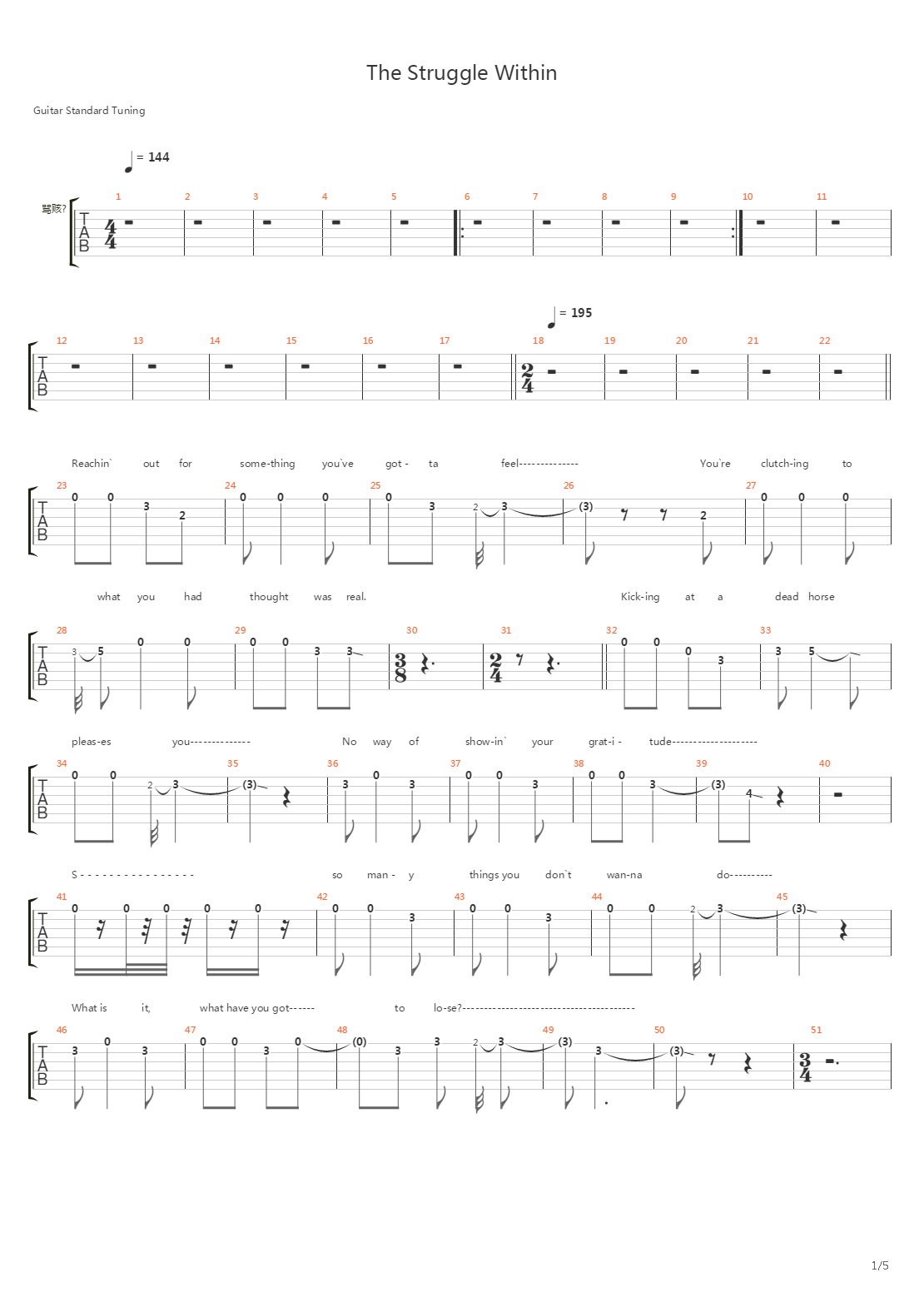 The Struggle Within吉他谱