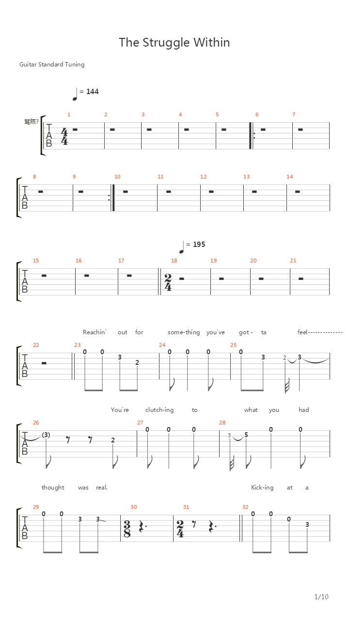 The Struggle Within吉他谱