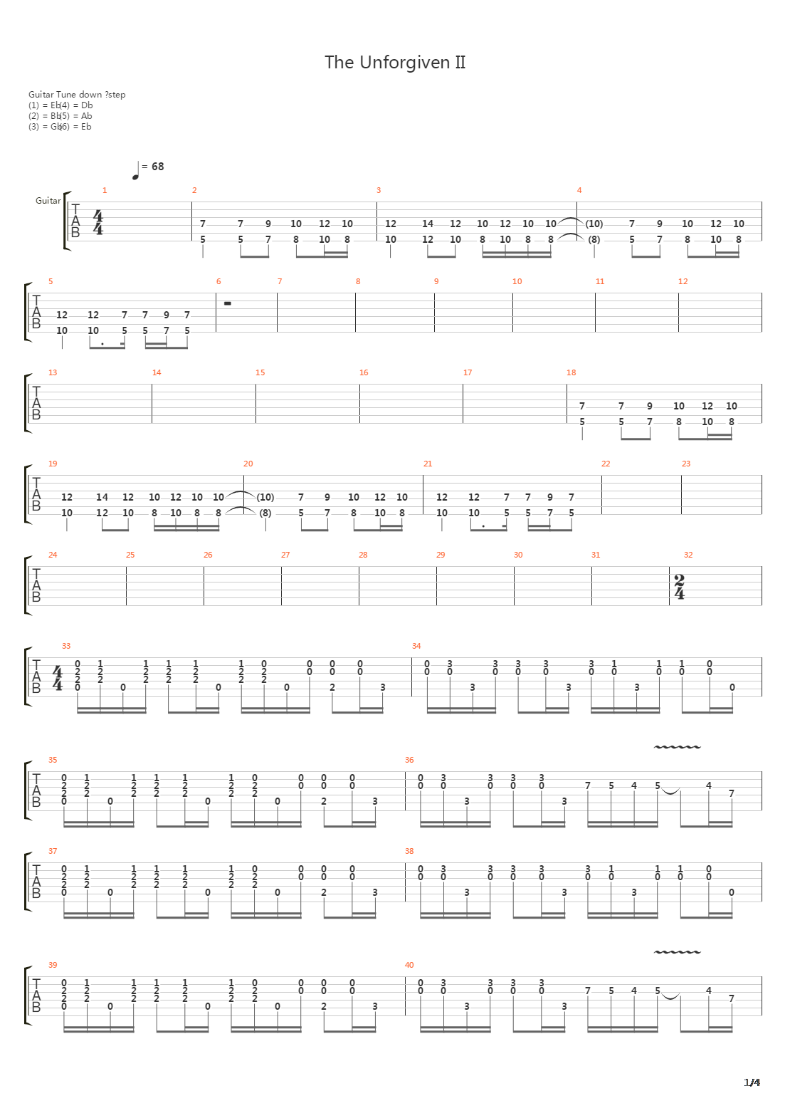 The Unforgiven II吉他谱
