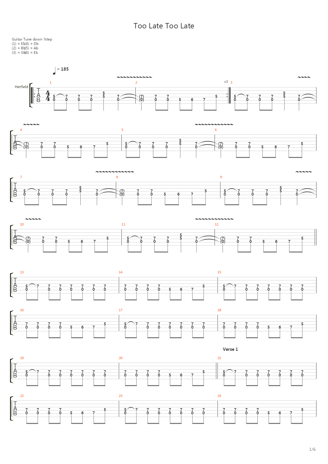 Too Late Too Late吉他谱