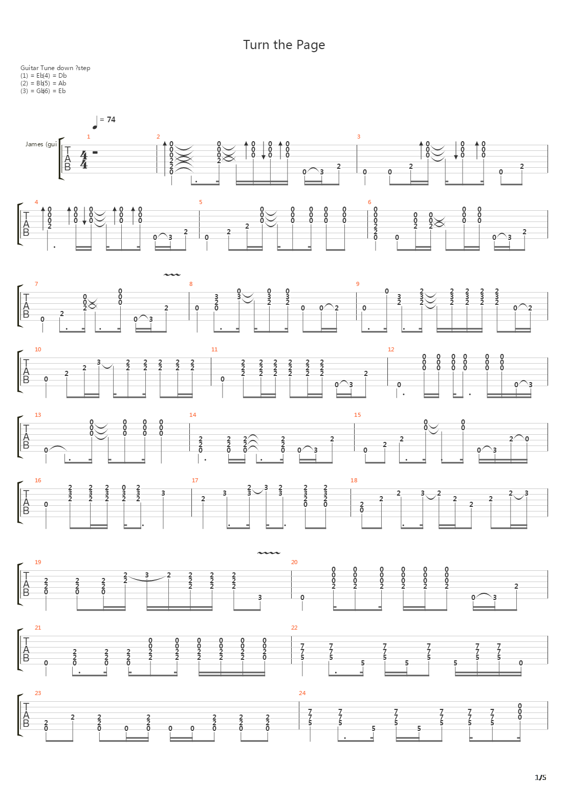 Turn the page吉他谱