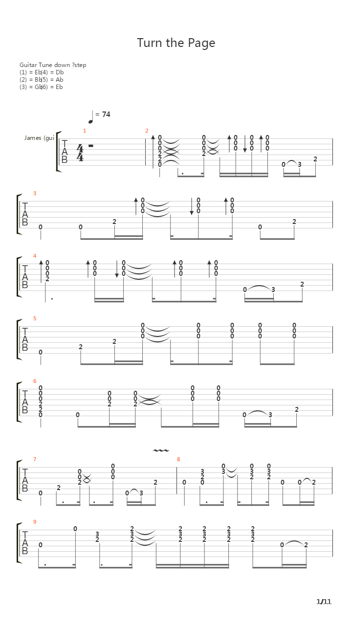 Turn the page吉他谱