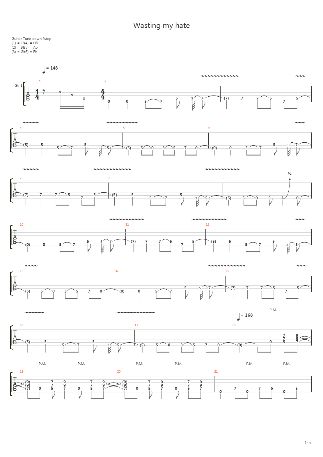 Wasting My Hate吉他谱