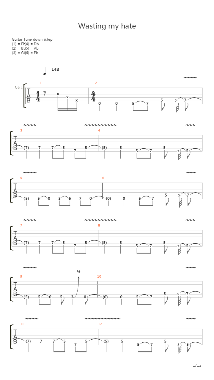 Wasting My Hate吉他谱