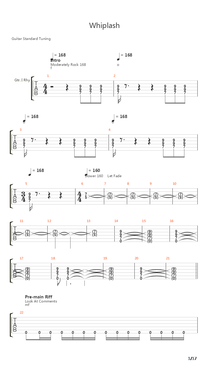 Whiplash吉他谱