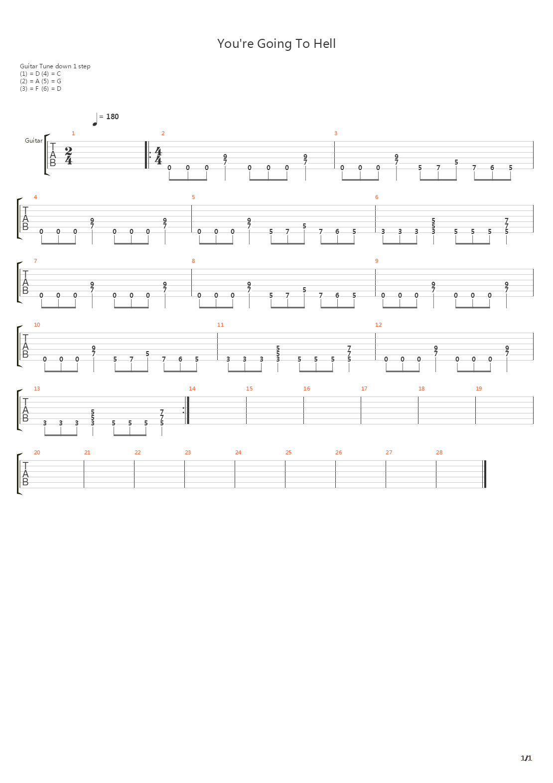 You're Going To Hell吉他谱
