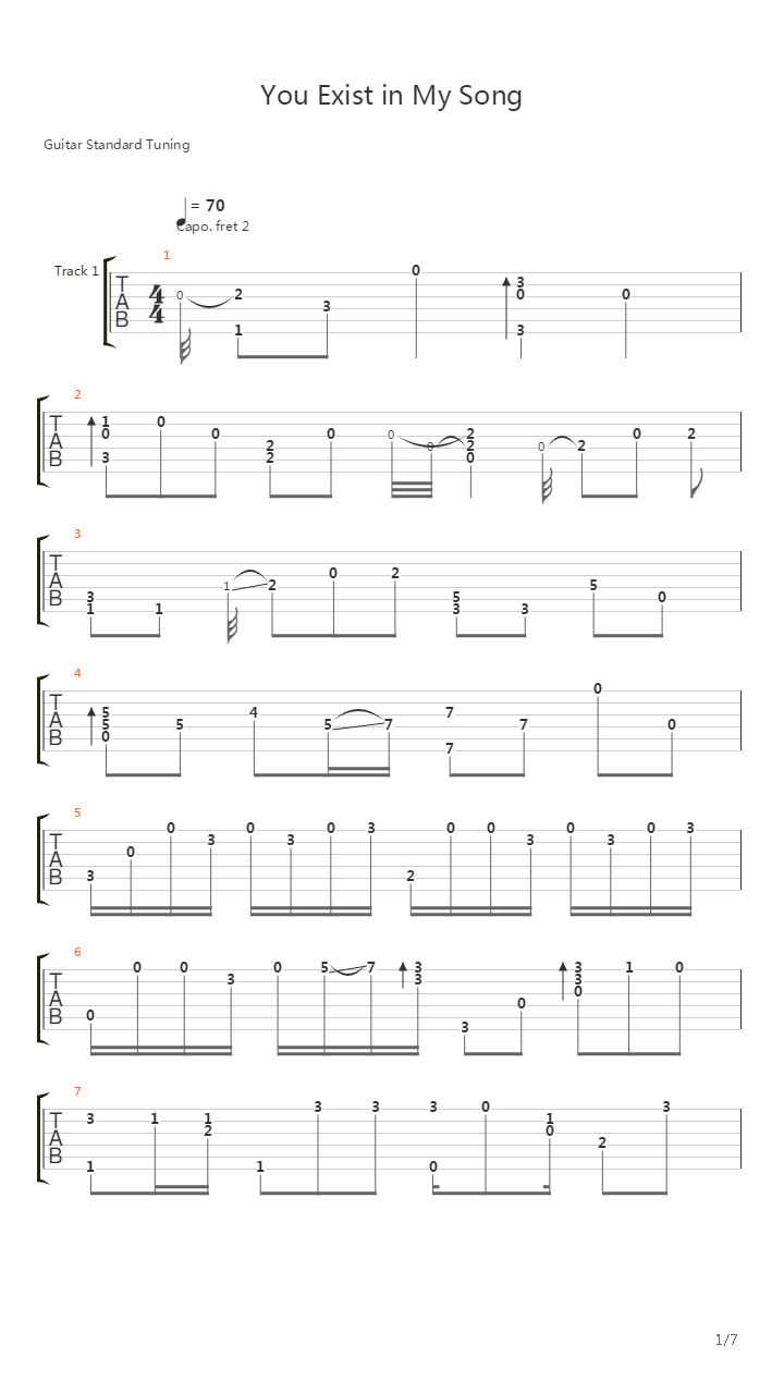 我的歌声里(You Exist in My Song)吉他谱