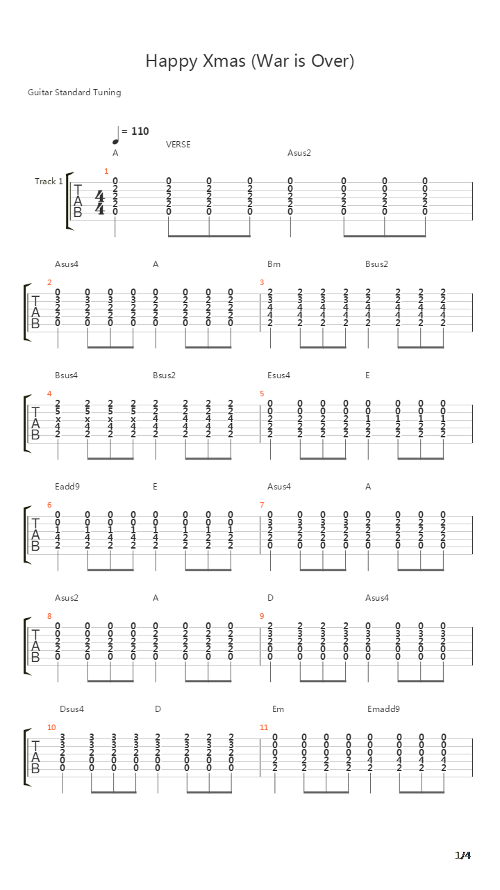 Happy Xmas War Is Over吉他谱