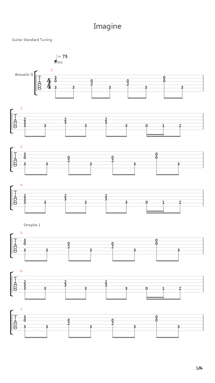 Imagine吉他谱