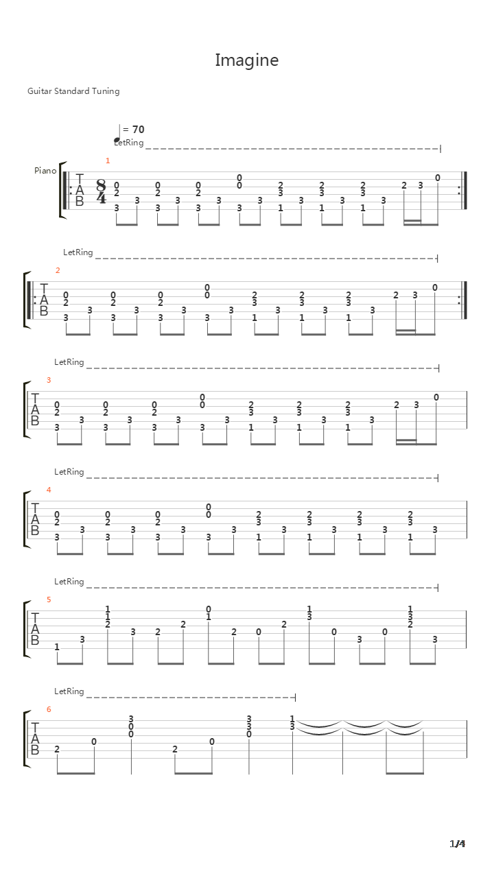 Imagine吉他谱