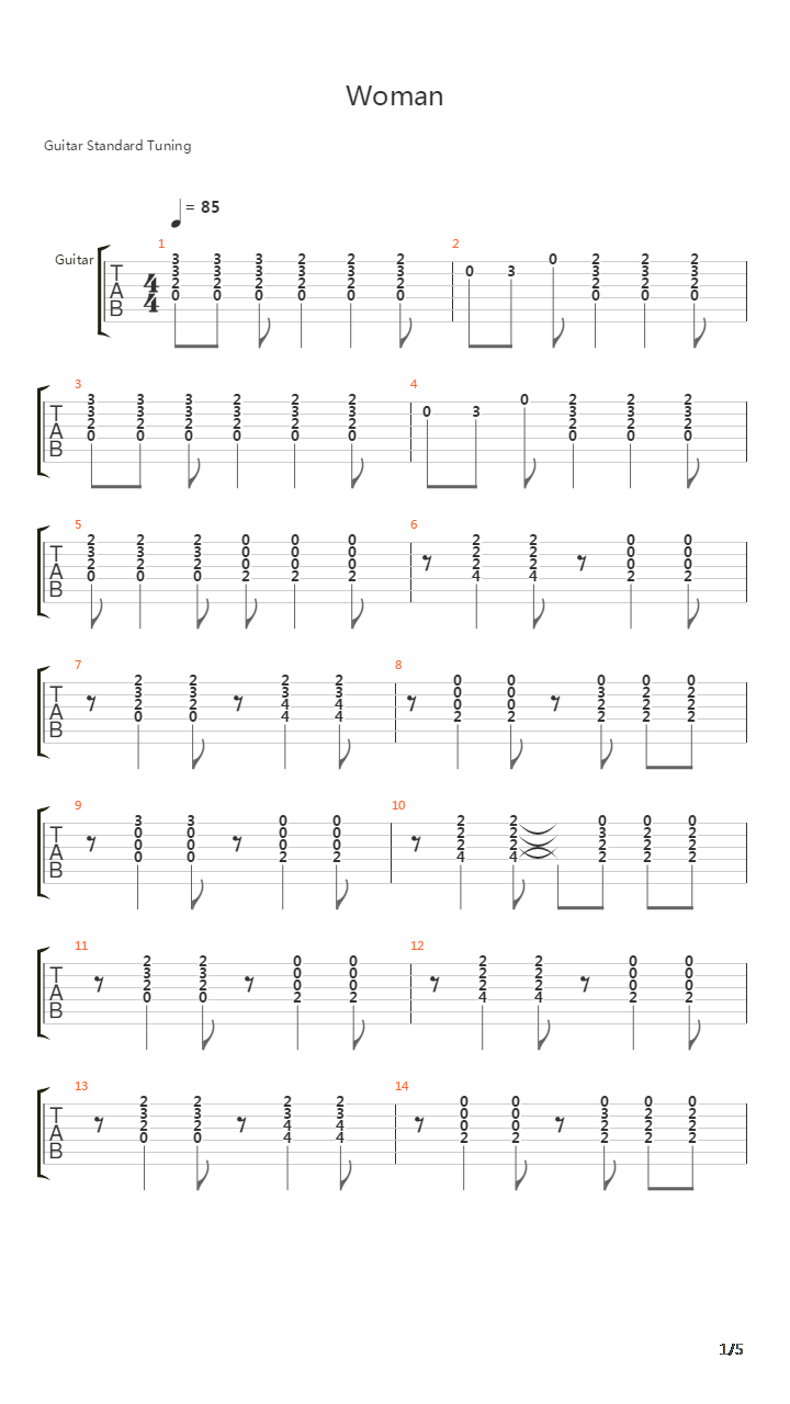 Woman吉他谱