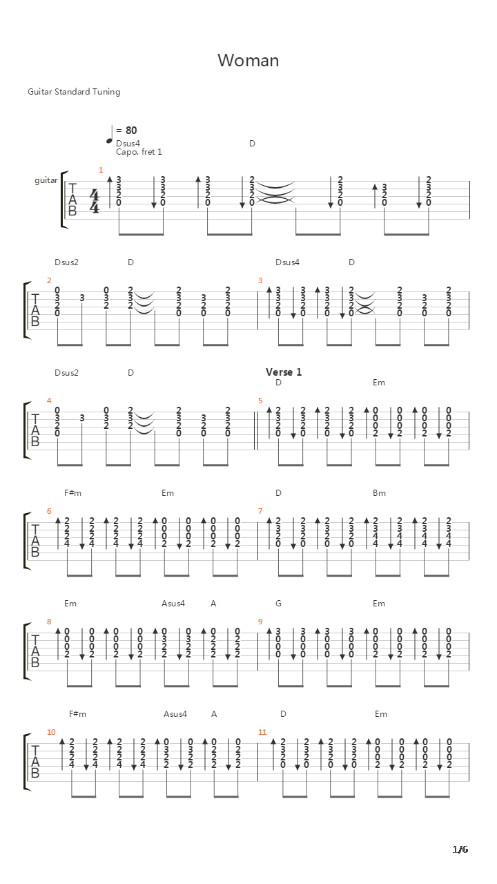 Woman吉他谱
