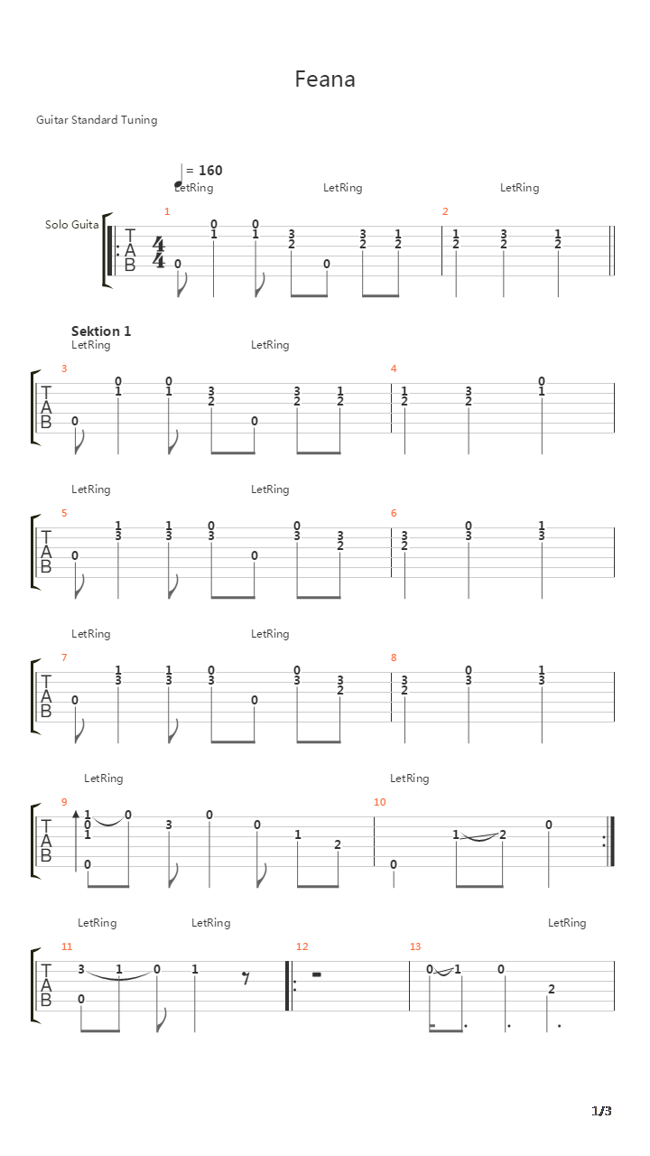 Feana吉他谱