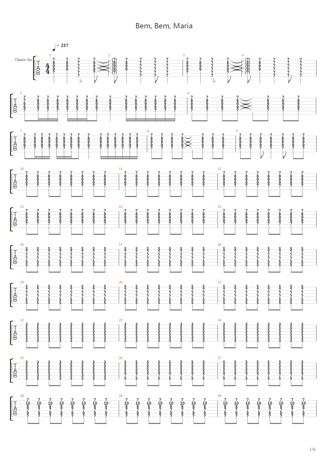 Bem Bem Maria吉他谱