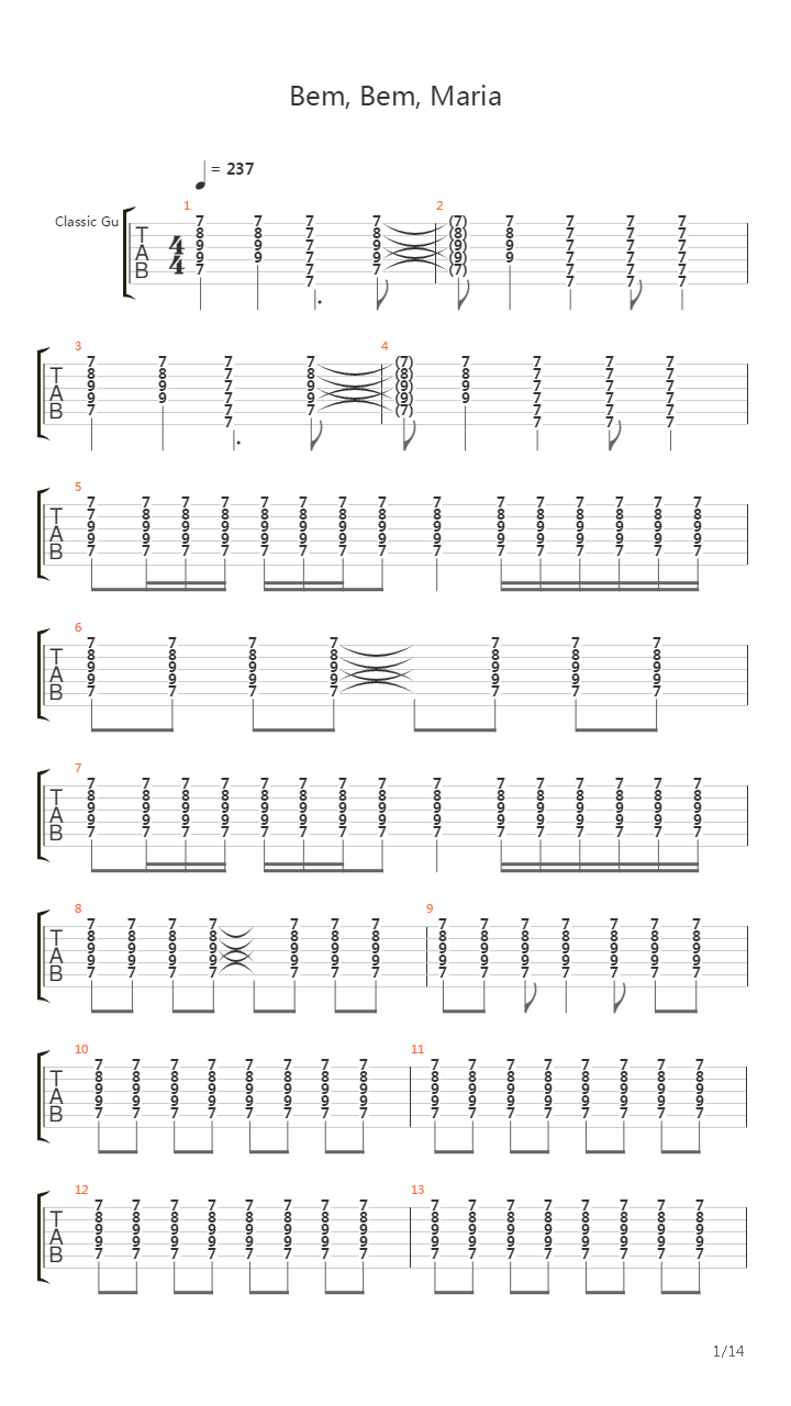 Bem Bem Maria吉他谱