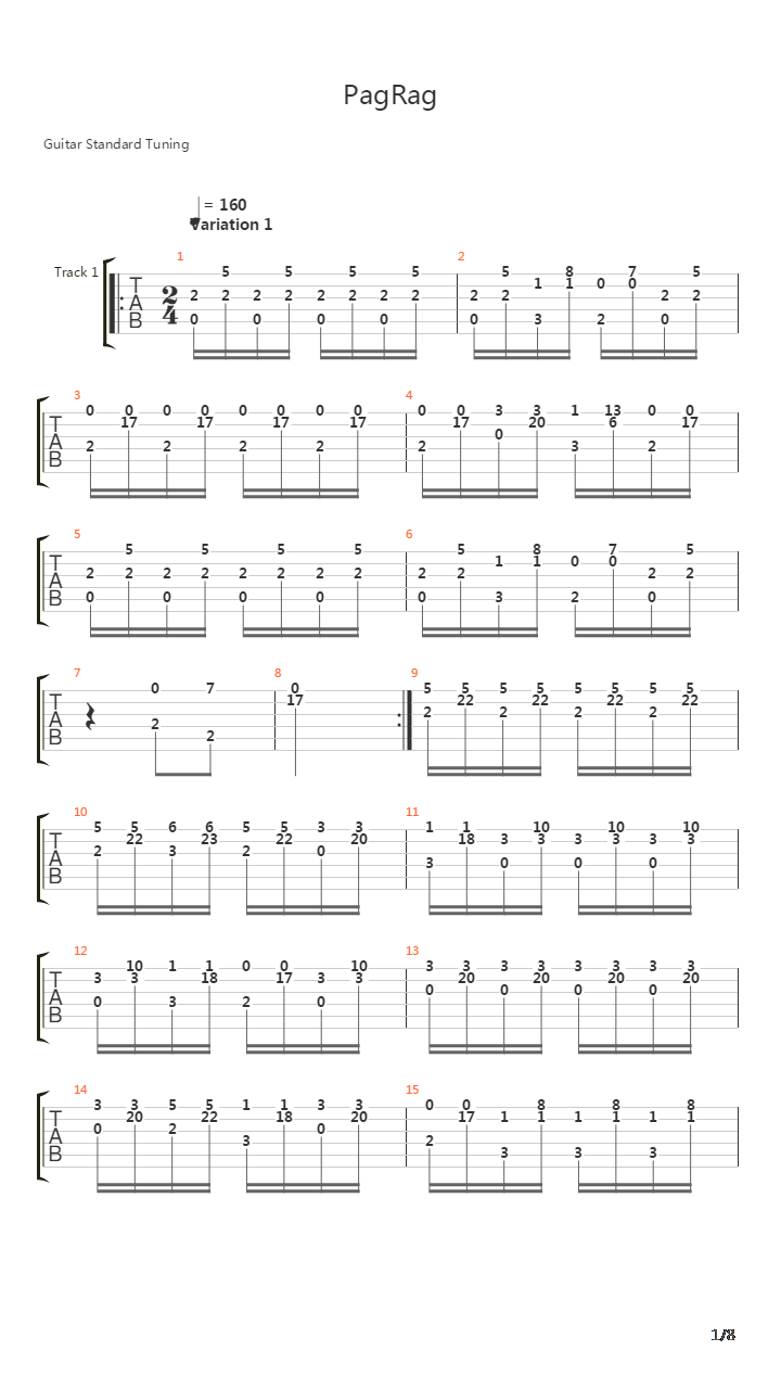 Pagrag Variations吉他谱