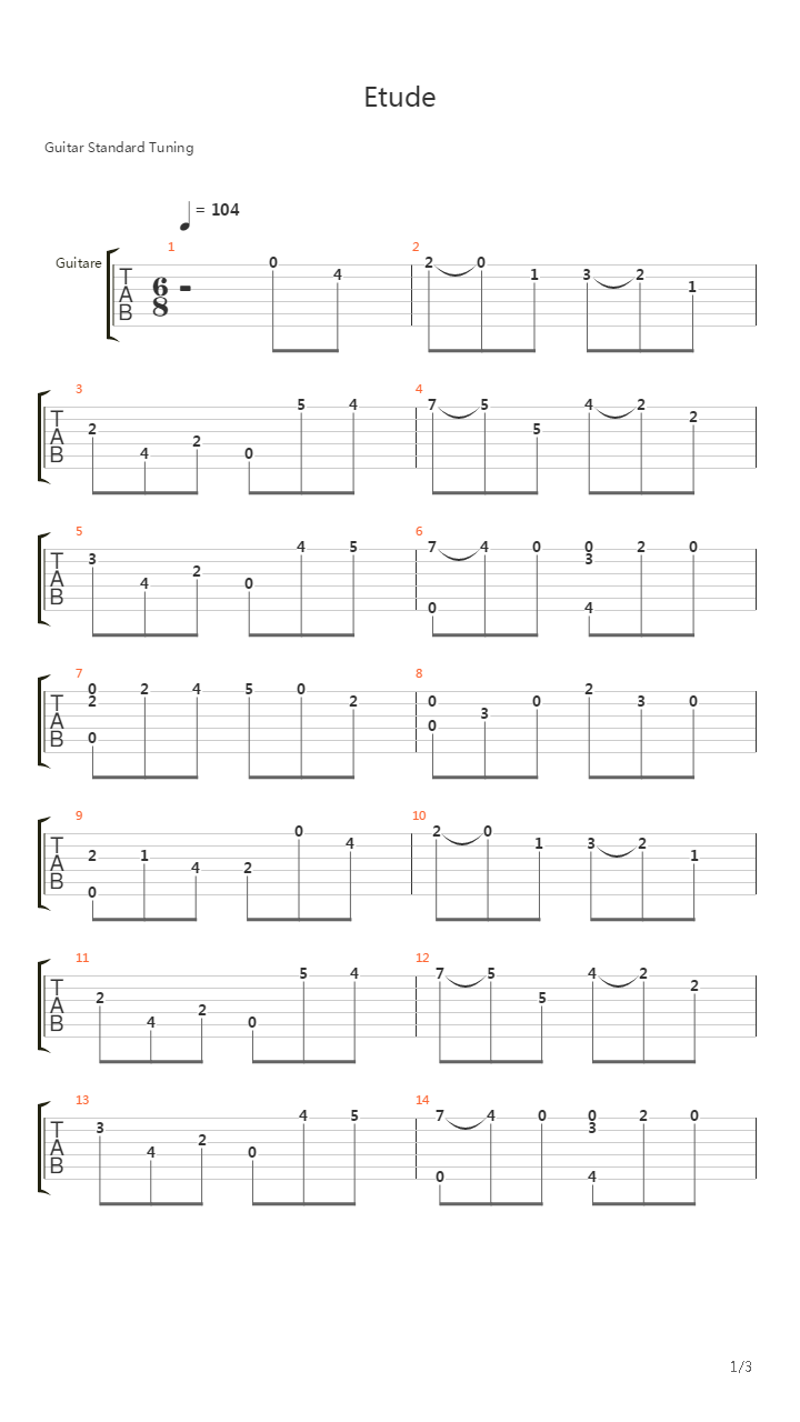 Etude吉他谱