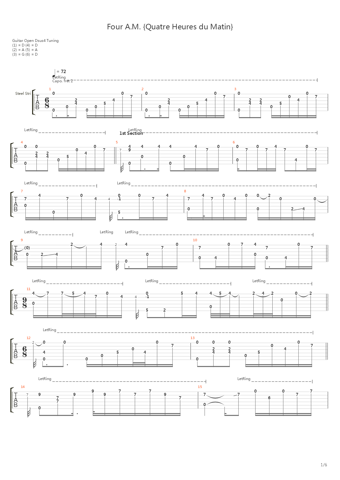 Four A.M. {Quatre Heures du Matin}吉他谱