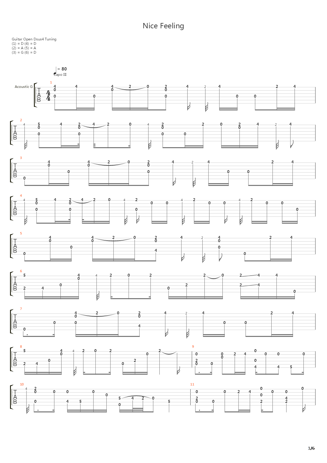 Nice Feeling吉他谱