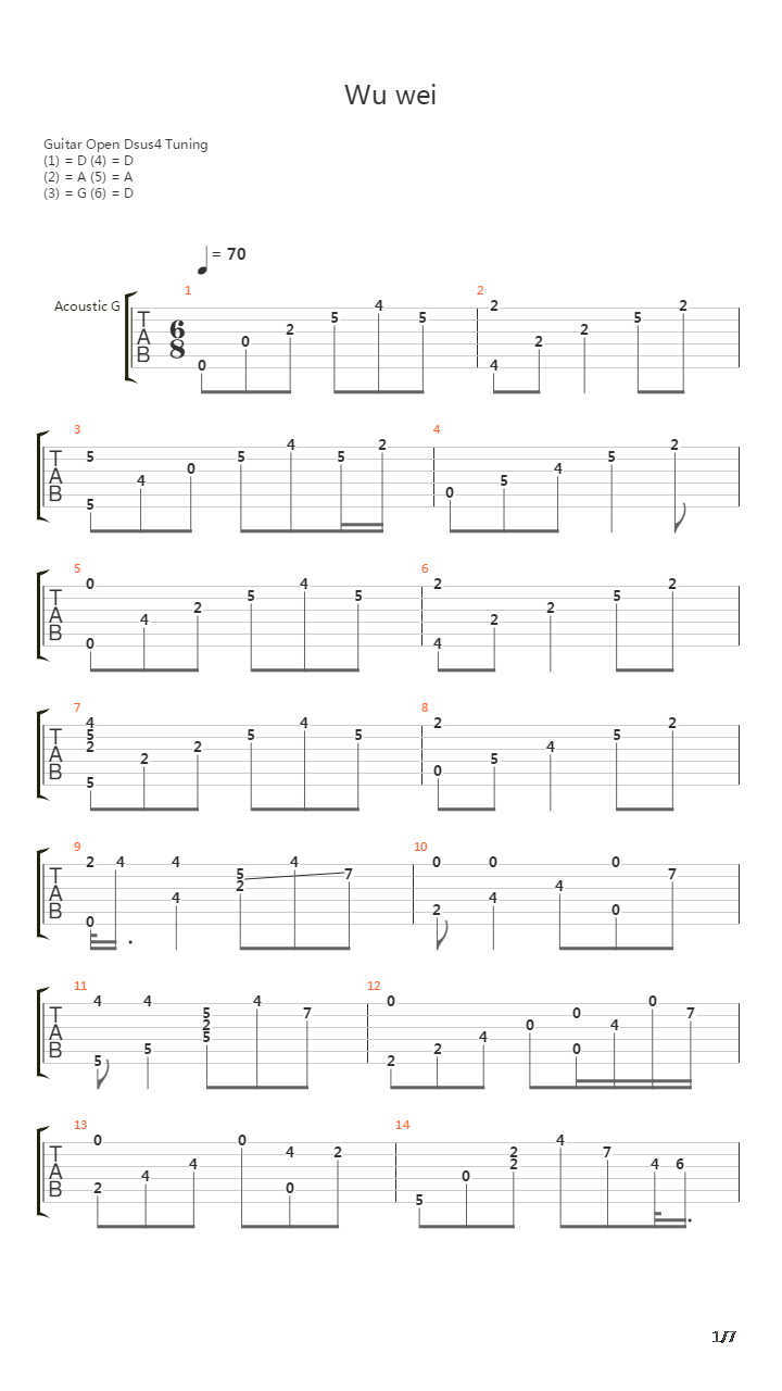 Wu wei(无为)吉他谱