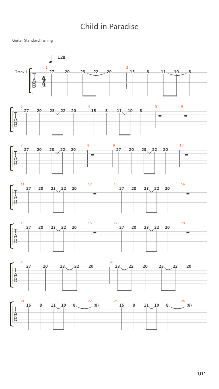 Child In Paradise吉他谱